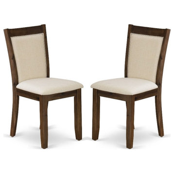 MZCNT32 - Chairs Set of 2 - Light Beige Seat and Antique Walnut Finish