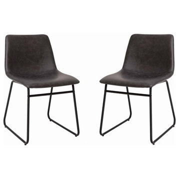 Flash Furniture 18" LeatherSoft Dining Chairs in Gray/Black (Set of 2)
