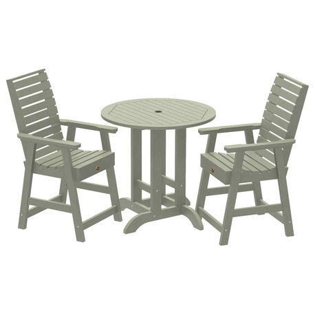 Glennville 3-Piece Round Counter Dining Set, Eucalyptus