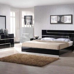 Moda Contemporary High Gloss Black Bedroom Set - Bedroom Furniture Sets