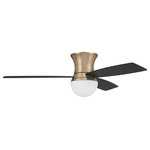 Craftmade - Daybreak 1 Light 52 in. Indoor Ceiling Fan, Satin Brass - Excellent performance and contemporary style combine with the convenient features of a smart fan in the 52" Daybreak Smart flushmount ceiling fan from Craftmade. The damp rated Daybreak 52" flushmount offers a low ceiling solution, quiet energy saving 6-speed, reversible DC motor, integrated dimmable LED light with reversible blades included and is easily controlled with either the included remote controls or the integrated WIFI featuring breeze and timer functions compatible for use with most smart home devices, smart phones and systems with no additional hub needed.