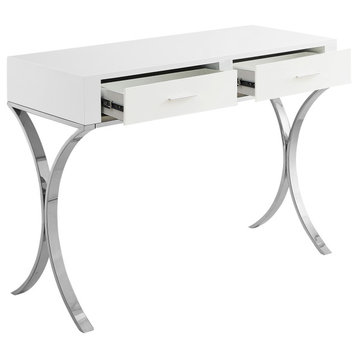 Monroe Vanity/Desk/Console, Chrome Stainless Steel Legs and Handles