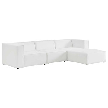 Odette White Vegan Leather Sofa And Ottoman Set