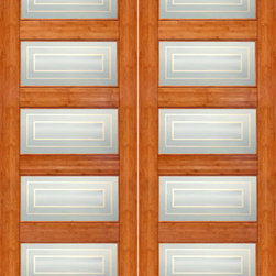 BM-23 Interior Bamboo Contemporary Matte Square Glass Double Door - Interior Doors