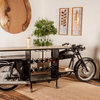 Life-Sized Vintage Motorcycle Bar Cart with Wheels and Wine Storage Rack