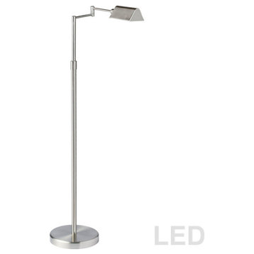Dainolite 9257Ledf-Sn 9W Led Swing Arm Floor Lamp, Satin Nickel Finish
