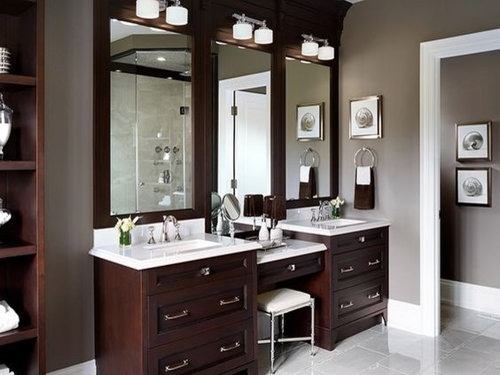 Light Placement On A 89 Long Double Vanity, Double Sink Bathroom Vanity With Makeup Area