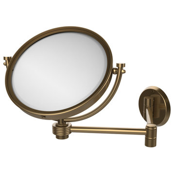 8" Wall-Mount Extending Groovy Makeup Mirror 5X Magnification, Brushed Bronze