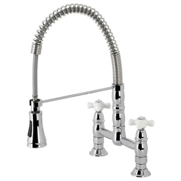 GS1271PX Two-Handle Deck-Mount Pull-Down Sprayer Kitchen Faucet, Polished Chrome