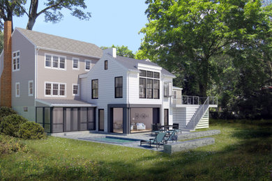 Inspiration for a mid-sized timeless three-story exterior home remodel in Boston