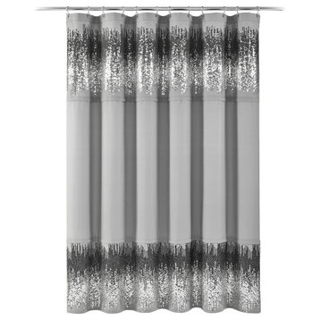 Shimmer Sequins Shower Curtain, Dark Gray/Black