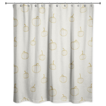 Mustard Yellow Mini Pumpkin Pattern 71x74 Shower Curtain