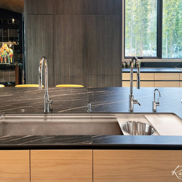 72" Custom Stainless Steel Undermount Sink by Rachiele in a mountain home
