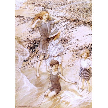 Arthur Rackham Children by the Sea, 18"x27" Wall Decal Print