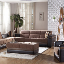 Moon 2 PC Sectional Sofa Bed Set in Brown - Sectional Sofas