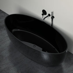 LUSSO STONE VETRINA BLACK STONE RESIN SOLID SURFACE FREESTANDING BATH 1700 - Products