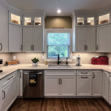 White Kitchen with Black Range Hood and Taj Royale quartz Countertops