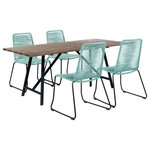 Armen Living - Koala and Shasta 5-Piece Outdoor Patio Dining Set, Eucalyptus Wood and Rope, Wasabi - Enjoy a modern outdoor space with the Koala and Shasta 5 Piece Dining Set in Eucalyptus and Metal with Rope. This 5-piece dining set includes our Koala rectangle 71-inch patio dining table and 4 of our Koala/Shasta rope and steel stackable dining chairs. The mix of materials create depth and texture that mesh well with the natural outdoor surroundings. Modern and inviting, our patio dining table combines the warmth of wood with the hardiness of metal. The clean-lined and minimal profile of the table can effortlessly blend and compliment any outdoor space. One of the best reasons to choose Eucalyptus wood for your outdoor furniture or four-seasons porch is that it is exceptionally resistant to decay and rot. It naturally resists the influence of moisture because of the high oil content it naturally contains. That means it can get damp without you worrying about whether damage will occur. It can withstand several different outdoor elements while lasting for many years if it receives proper care. The Koala's trestle base allows for maximum seating space as it makes the table virtually legless and allows for the full surface of the table to be used and no corner legs that would limit dining chair space. The Koala rectangle outdoor table features a convenient umbrella hole to keep you out of the sun. The fishbone weave of the Koala/Shasta dining chairs creates a comfortable back and seat while also making it easy for the outdoor elements to pass through. The Shasta outdoor dining chairs are stackable and can be easily moved or stored. The Koala and Koala/Shasta dining set is available in your choice of Light Eucalyptus wood with your choice of grey, black, brick red, wasabi, or tangerine rope, or a Dark Eucalyptus wood with black rope.