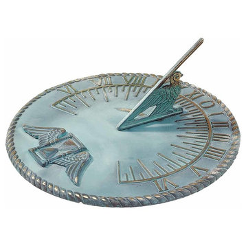 Sundial Verdigris Solid Brass Garden Clock 10'' Diameter Garden Modern Sundial