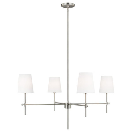 Baker Four Light Large Chandelier, Brushed Nickel