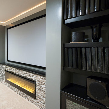 Transitional Basement Entertainment Center