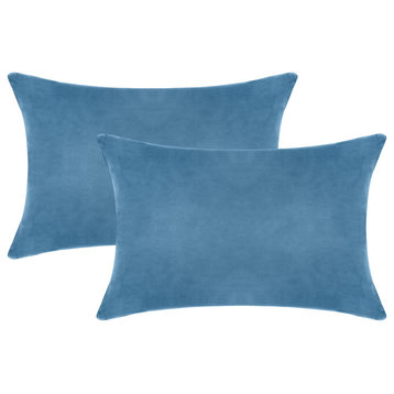 A1HC Soft Velvet Pillow Covers, YKK Zipper, Set of 2, Navy Blue, 12"x20"