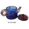 Crystal Glass Liuli Pate-de-verre Multicolor Teapot Flowe Display Figure