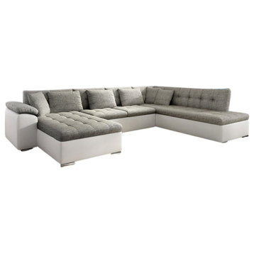 LEONARDO Sectional Sleeper Sofa, White/Grey, Left Corner