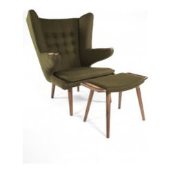 The Olsen Lounge Chair with Ottoman - Green - Outdoor Chaise Lounges