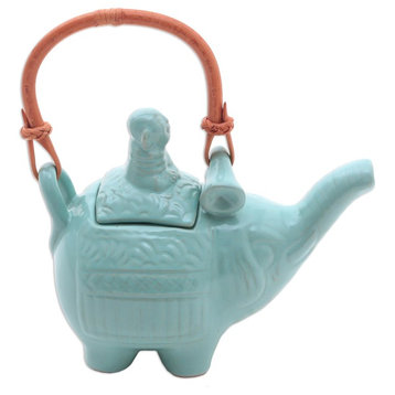 Buddha and the Turquoise Elephant Ceramic Teapot