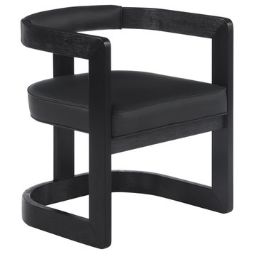 Manchester Faux Leather Upholstered Dining Chair, Black, Black Finish