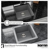 Karran Undermount Quartz Composite 17" Bar Single Bowl Sink, Grey