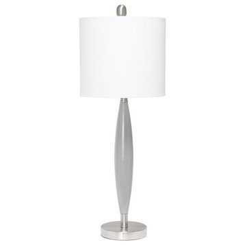 Lalia Home Metal Stylus Table Lamp in Gray with White Shade
