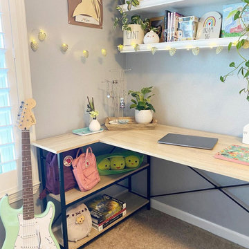 Houzz Furniture | L Shaped Home Office Desk with Short Side