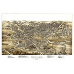 Ted's Vintage Art - Historic Butler,  PA Map 1896, Vintage Pennsylvania Art Print, 12"x18" - Ghosted image on final product not included