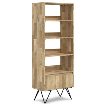 Hunter Solid Mango Wood Tall Bookcase, Natural