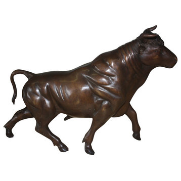 15" Bull Head Up Bronze Statue