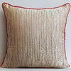 Gold Throw Pillow Cover, Abstract Stripe 14"x14" Silk, Toasted Coral Gold