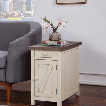 Landings Farmhouse Chair Side End Table with Cabinet