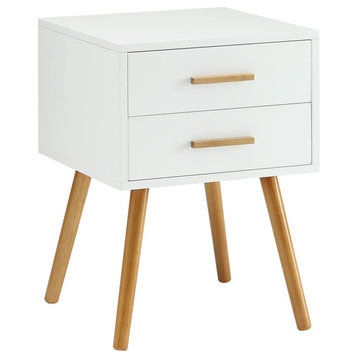 Convenience Concepts Oslo Two-Drawer End Table in White Wood Finish