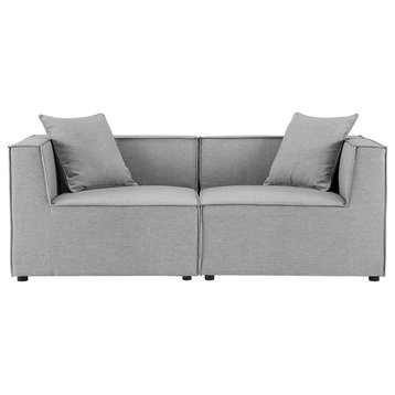 Saybrook Outdoor Patio Upholstered 2-Piece Sectional Sofa Loveseat Gray