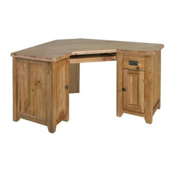 Cottage Oak Corner Computer Desk - Desks And Hutches