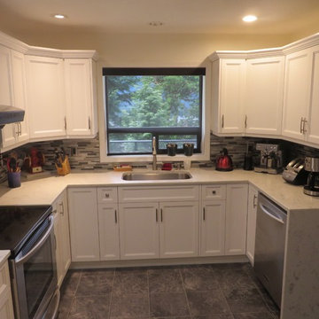 White Beveled Shaker Kitchen - Long Lake, Nanaimo (Cabinet Refacing)