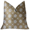 Medallion Eclipse Beige and Gray Luxury Throw Pillow, 18"x18"