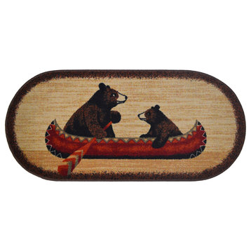 Cozy Cabin Bear Canoe Lodge Accent Rug, 20"x44"