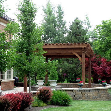 Traditional Home Adds Comfortable Timber Frame Pergola Shade
