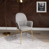 Modrest Blanton Modern Gray Leatherette and Gold Accent Chair