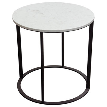 Surface Round End Table With Metal Base, White