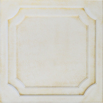 19.6"x19.6" Styrofoam Glue Up Ceiling Tiles R8 White Satin Washed Gold