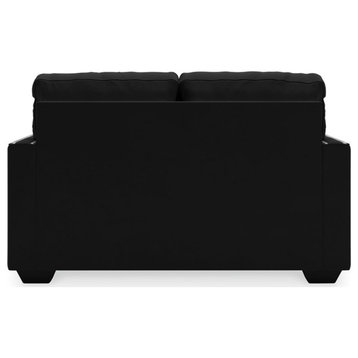 Ashley Furniture Gleston Modern Fabric & Wood Loveseat with Track Arms in Black